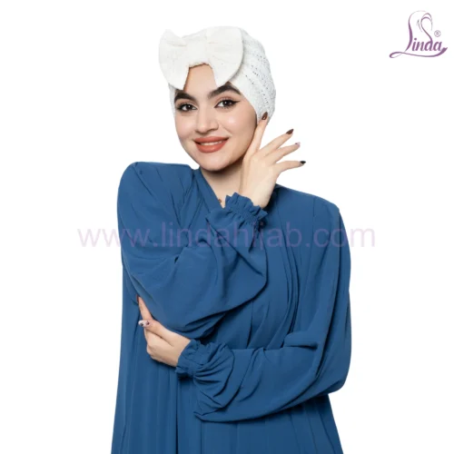 White Bow Accent Turban – Crisp Texture & Chic Statement Fit - Image 4