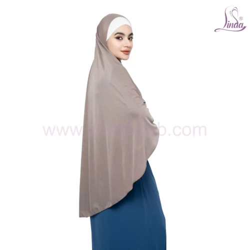 Elegant Taupe Draped Hijab – Perfect for All Occasions - Image 4