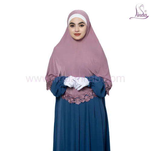 Blush Pink Lace-Trimmed Khimar – Elegant & Modest - Image 3