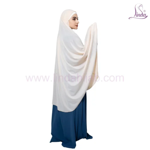 Cream Butterfly Khimar – Elegant and Flowing Design - Image 4