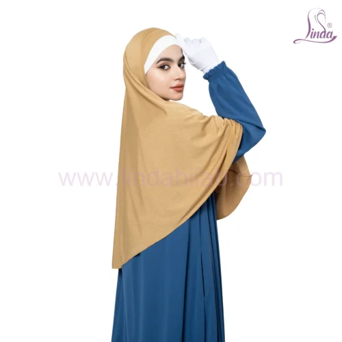 Golden Khimar with Blue Skirt – Modest and Stylish - Image 4