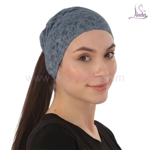 Elegant Floral Lace Headband Cap — Breathable Under Scarf with Ponytail Opening - Image 7