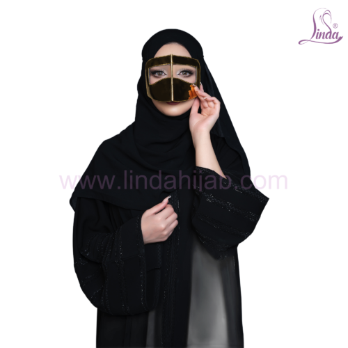 Polished Gold Battoulah Face Mask – Classic Emirati Burqa Niqab with Metallic Finish - Image 5