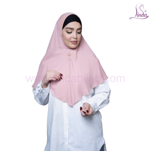 Blush Pink Scalloped Lace-Trim Hijab - Image 2