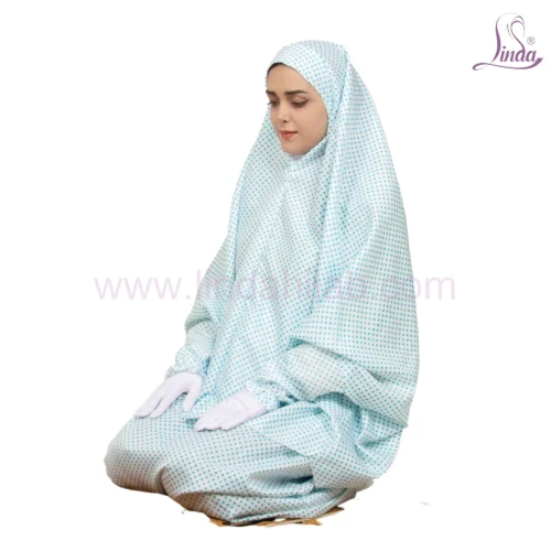 WOMEN'S PREMIUM PRAYER DRESS WITH HIJAB - TURQUOISE POLKA DOT COLLECTION - Image 5