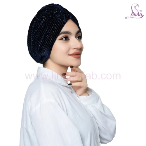 Sparkling Obsidian Velvet Turban – Glamorous Ready to Wear Fit - Image 5