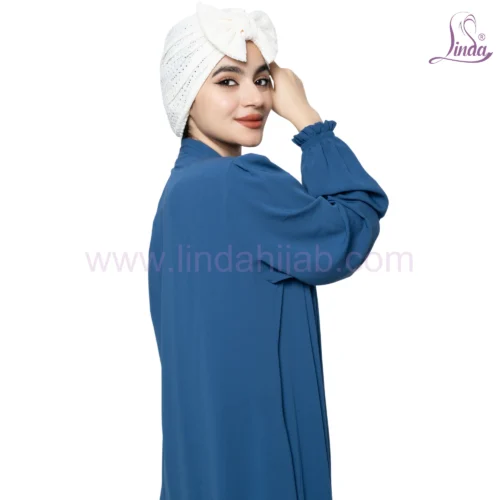 White Bow Accent Turban – Crisp Texture & Chic Statement Fit - Image 5