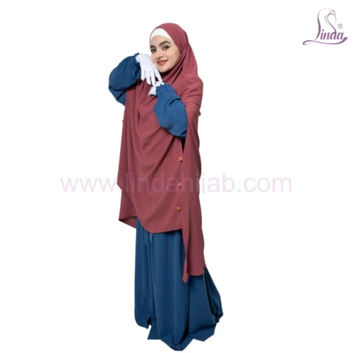 Rust Red Two-Layer Khimar – Modest & Stylish - Image 5