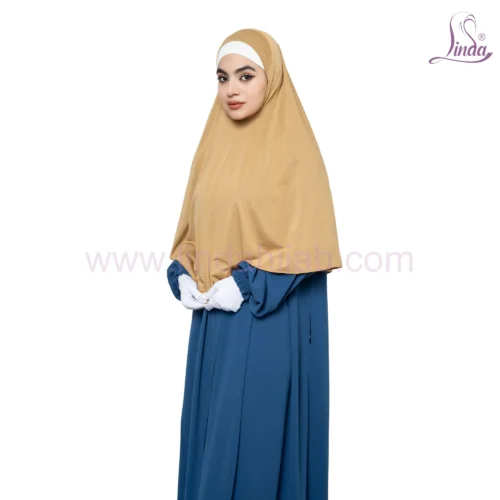 Golden Khimar with Blue Skirt – Modest and Stylish - Image 5