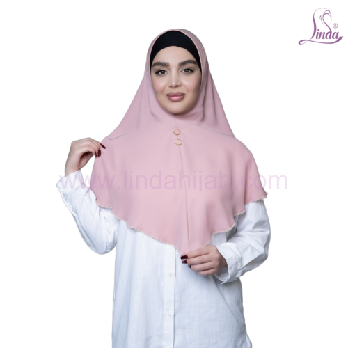 Blush Pink Scalloped Lace-Trim Hijab - Image 3