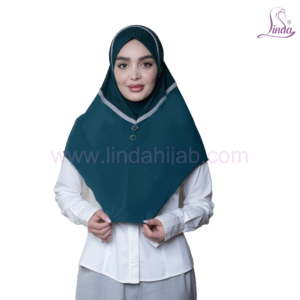 Teal Pleated Two-Tone Snap-Button Hijab