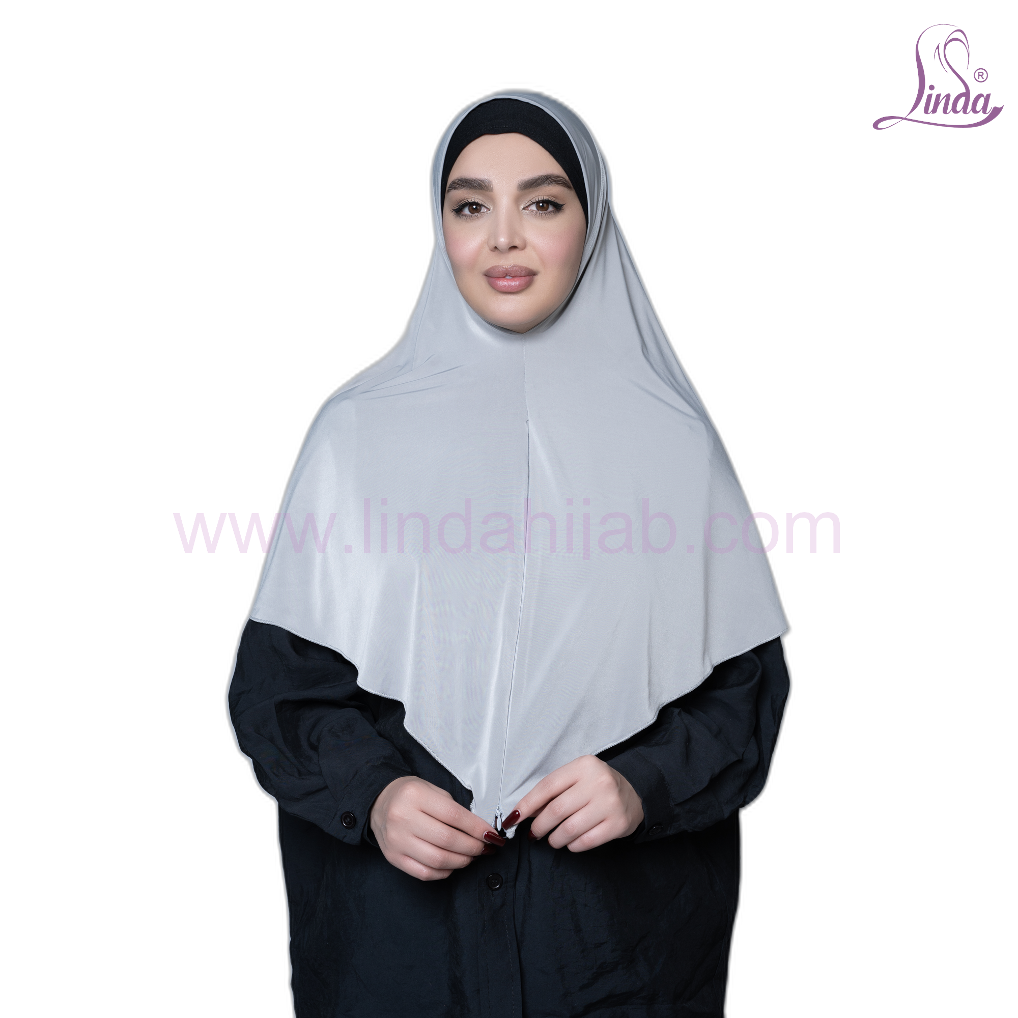 Light grey silk-touch jersey instant slip-on hijab by Linda Hijab