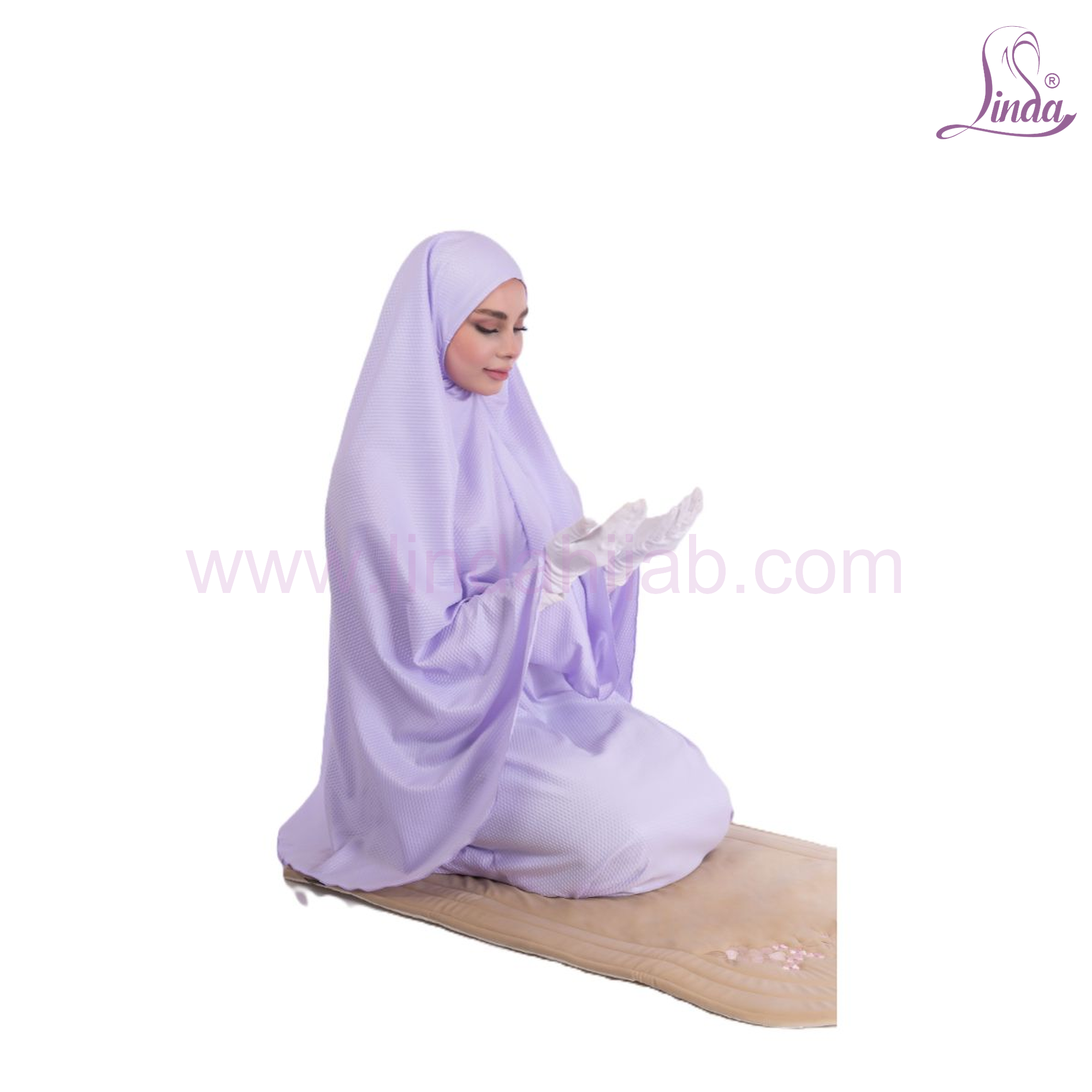 Women Prayer Dress Lilac – One Piece Full Coverage Prayer Abaya with Attached Hood
