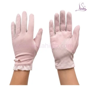 Classic Ivory Cotton Gloves with Ruffle Cuff and Bow Detail