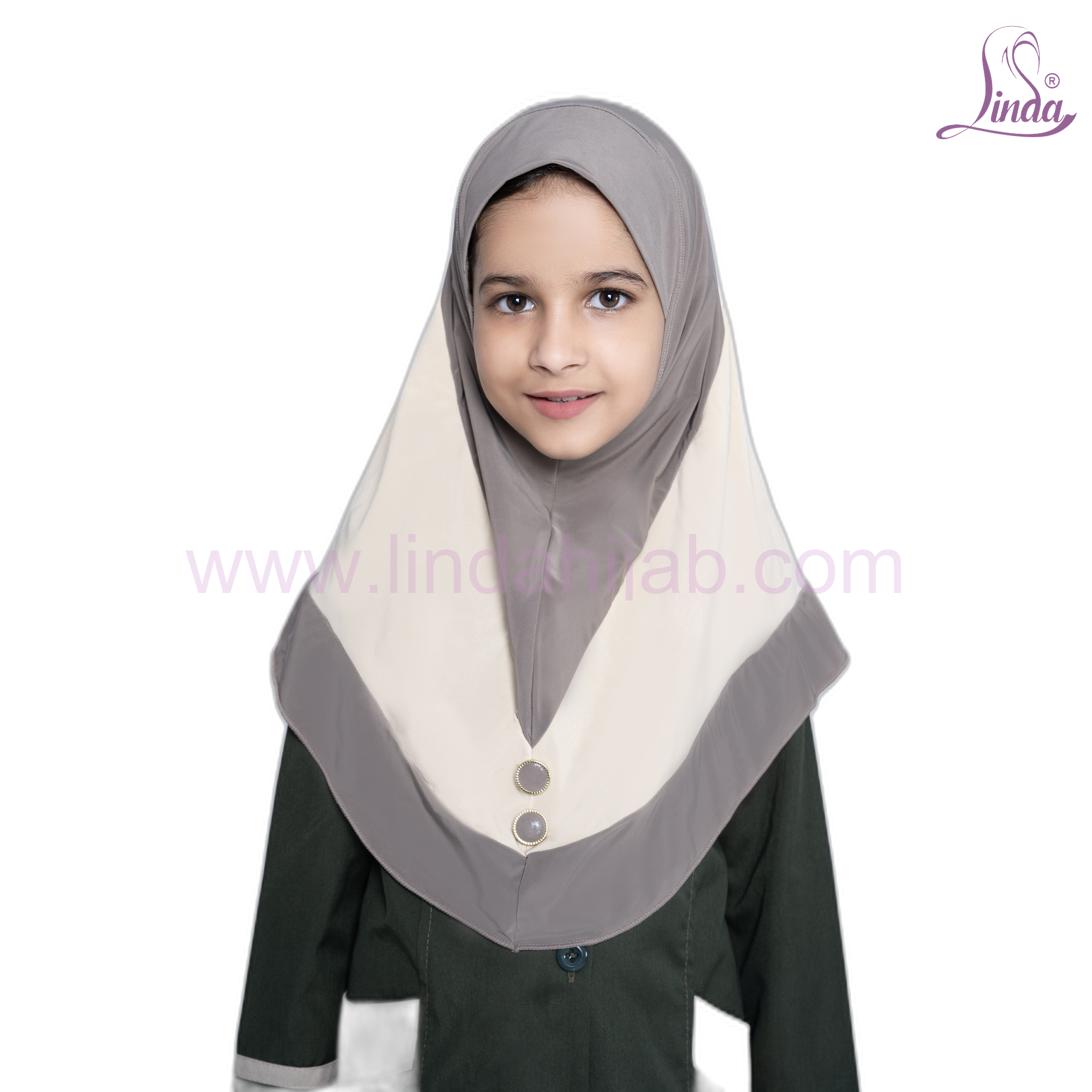 Kids Two-Tone Instant Hijab – Girls Colour Block Rayon Slip-On Amira Hijab | Size XS