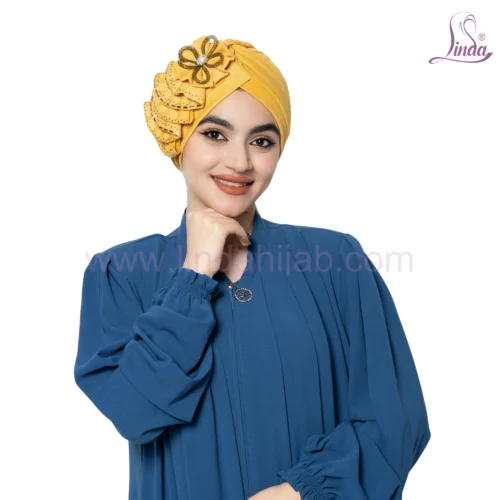Golden Mustard Floral Embellished Turban – Vibrant & Royal Fit - Image 5