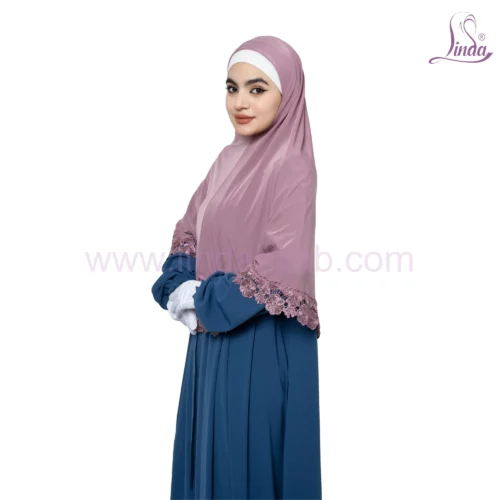 Blush Pink Lace-Trimmed Khimar – Elegant & Modest - Image 5