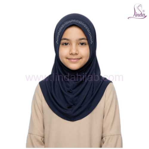 Girls Rhinestone Pull-On Hijab – Instant One-Piece Kids Hijab (8 Colors) - Image 32