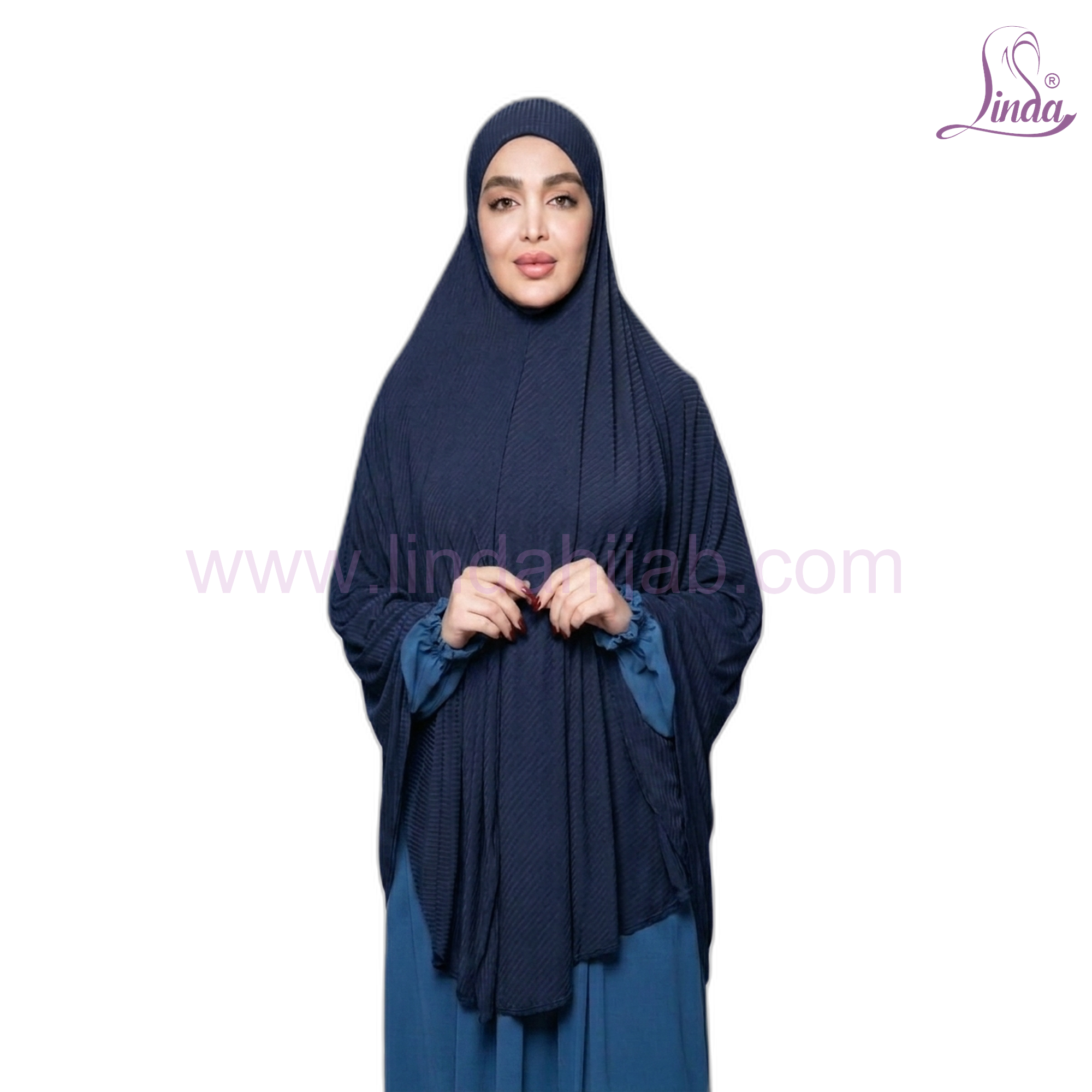 Women's Overhead Khimar Hijab – Ribbed Instant Slip-On Jilbab Hijab, Elbow Length