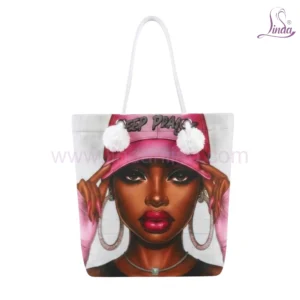 Fashion Portrait Tote Bag | Keep Praying Pink Canvas Shoulder Bag for Women