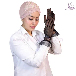 Black Mesh Fishnet Gloves with Lace Cuff Detail