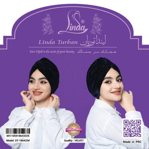 Sparkling Obsidian Velvet Turban – Glamorous Ready to Wear Fit - Image 6