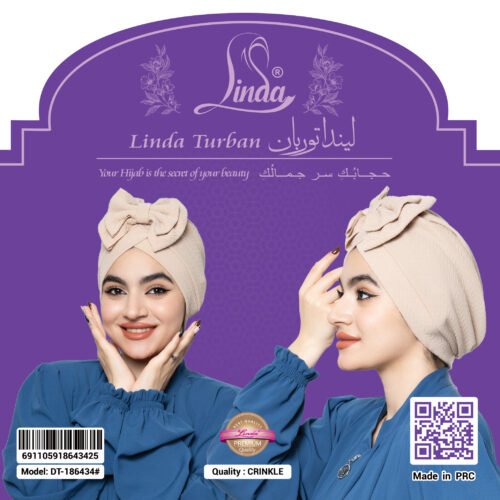 Beige Bow Accent Turban – Soft Texture & Playful Elegance - Image 6