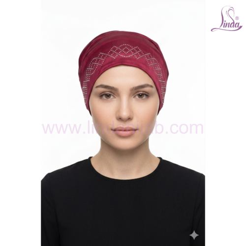 Linda Chiffon Bonnet Turban with Rhinestone Motif – Lightweight Instant Turban in Multiple Colours - Image 5
