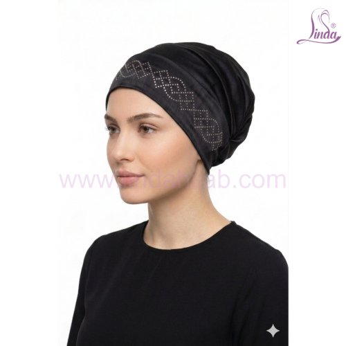 Linda Chiffon Bonnet Turban with Rhinestone Motif – Lightweight Instant Turban in Multiple Colours - Image 8