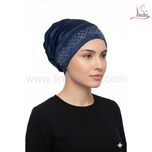 Linda Chiffon Bonnet Turban with Rhinestone Motif – Lightweight Instant Turban in Multiple Colours - Image 12