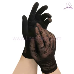 Sophisticated Black Lace Formal Gloves with Mesh Detail