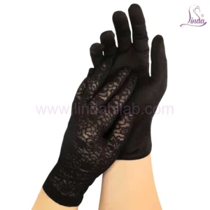 Elegant Black Formal Gloves with Ornate Lace Pattern