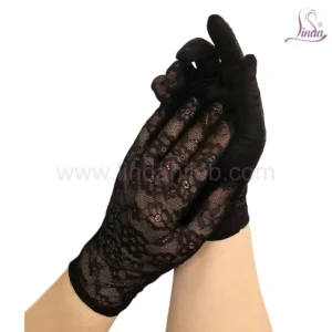 Luxurious Black Lace Formal Gloves with Floral Pattern