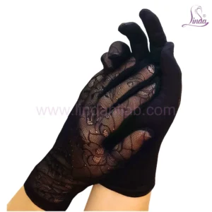 Elegant Black Lace Formal Gloves with Intricate Floral Design