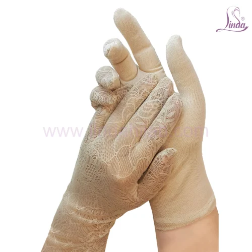 Premium Ivory Bridal Gloves with Textured Grip Pattern - Image 1