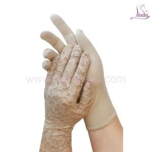 Premium Ivory Wrist-Length Gloves with Delicate Lace Detail