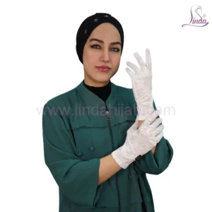 Premium White Elbow-Length Gloves with Delicate Lace Detail