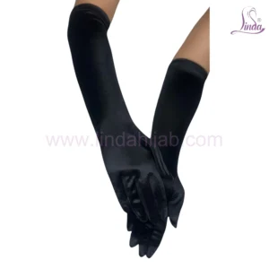 Premium Black Opera Length Gloves with Elegant Solid Design