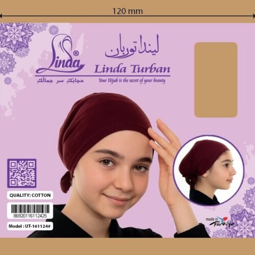 Kids' Ninja Ciput Turban with Rear Tie – Deep Maroon / Burgundy - Image 4