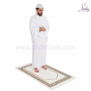 Men's Ihram Prayer Set with Premium Prayer Mat – Classic White