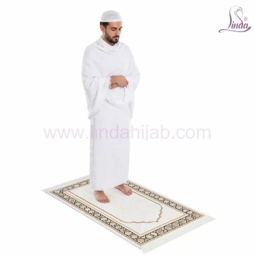 Men's Ihram Prayer Set with Premium Prayer Mat – Classic White - Image 1