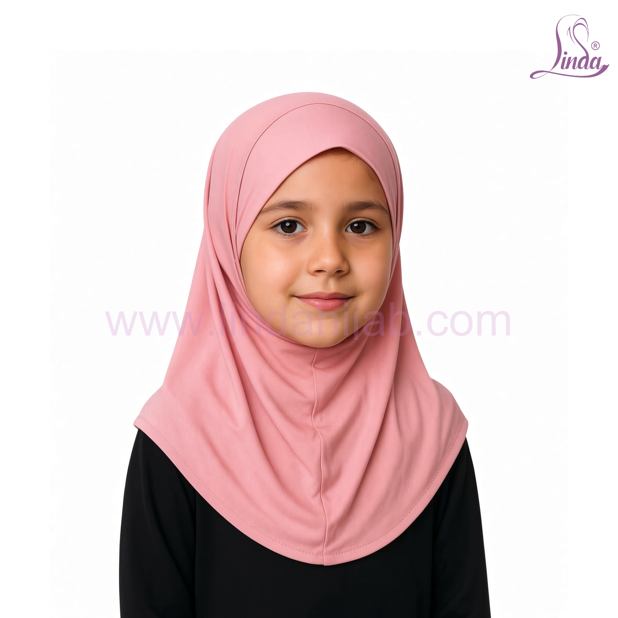 Kids One Piece Hijab – Plain Rayon Amira Slip-On, Rose Pink, Size XS