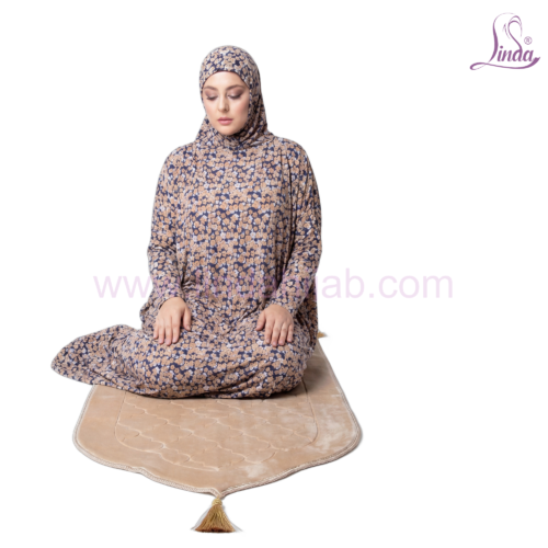 Linda Women’s Full-Coverage 1-Piece Muslim Prayer Dress with Integrated Hijab – Floral Print - Image 3