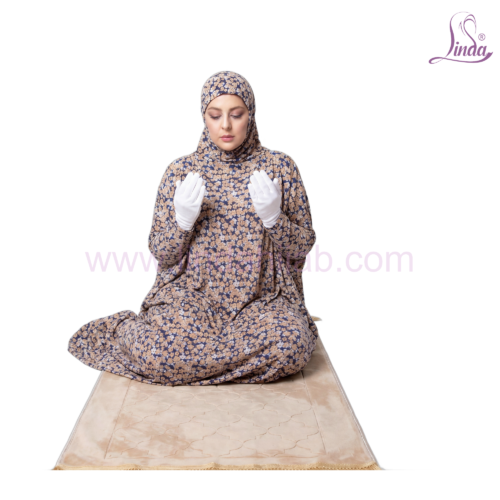 Linda Women’s Full-Coverage 1-Piece Muslim Prayer Dress with Integrated Hijab – Floral Print - Image 2