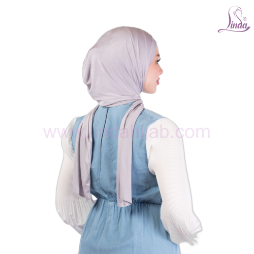 Linda Ninja Hijab with Attached Shawl – Cotton Full-Coverage Underscarf & Wrap in Lilac Grey - Image 2