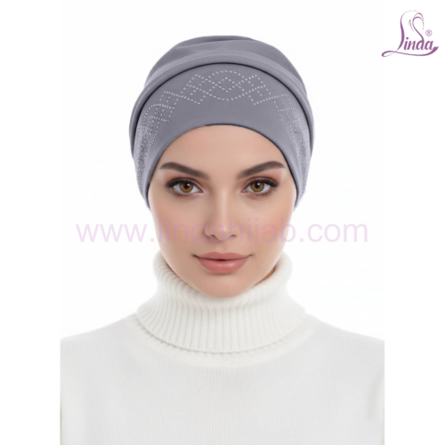 Linda Chiffon Bonnet Turban with Rhinestone Motif – Lightweight Instant Turban in Multiple Colours - Image 2